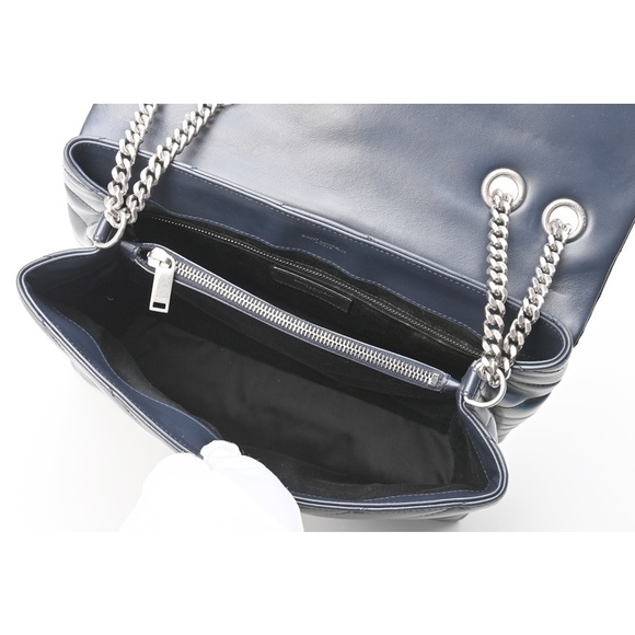 Saint Laurent Lulu Medium Chain Shoulder Bag Quilted Blue - Picture 8 of 10